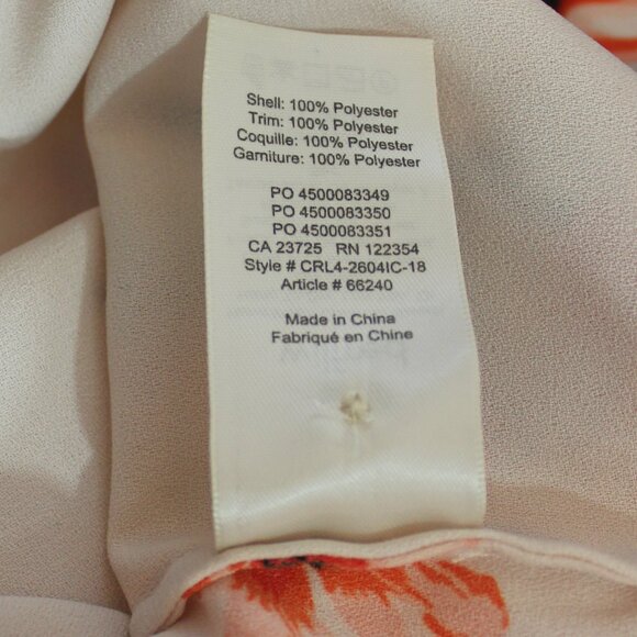 Aritzia Wilfred Cambria Floral cropped cream 3/4 sleeve  Blouse size Large - Picture 7 of 7